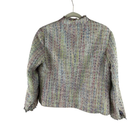 Willi Smith Womens Tweed  Blazer Size 6 Multicolor Colorful Raw Hem Office Caree - Picture 3 of 12